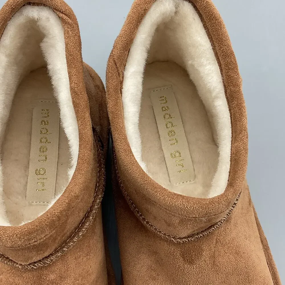 NEW Madden Girl Women’s Embracce Cozy Mini Platform Booties Brown Size 8.5M